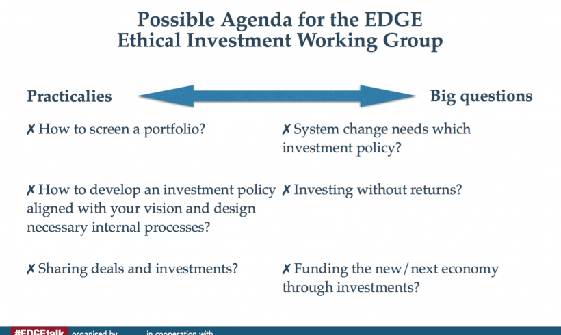 L'avenir des travaux d'EDGE sur l'investissement éthique