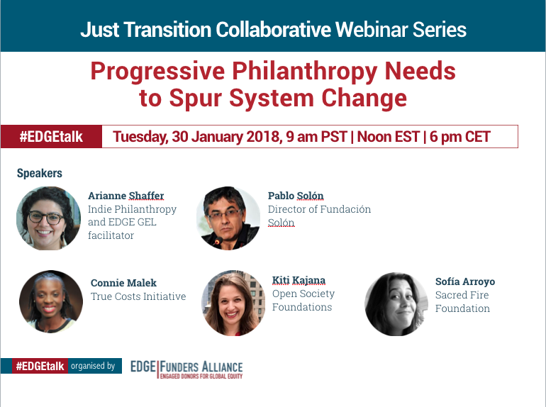 Just Transition Collaborative webinar: Progressive Philanthropy Needs to Spur System Change
